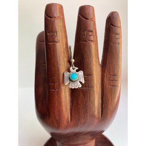 Vintage Sterling 925 Midwestern Eagle Turquoise SINGLE Dangle Drop Earring